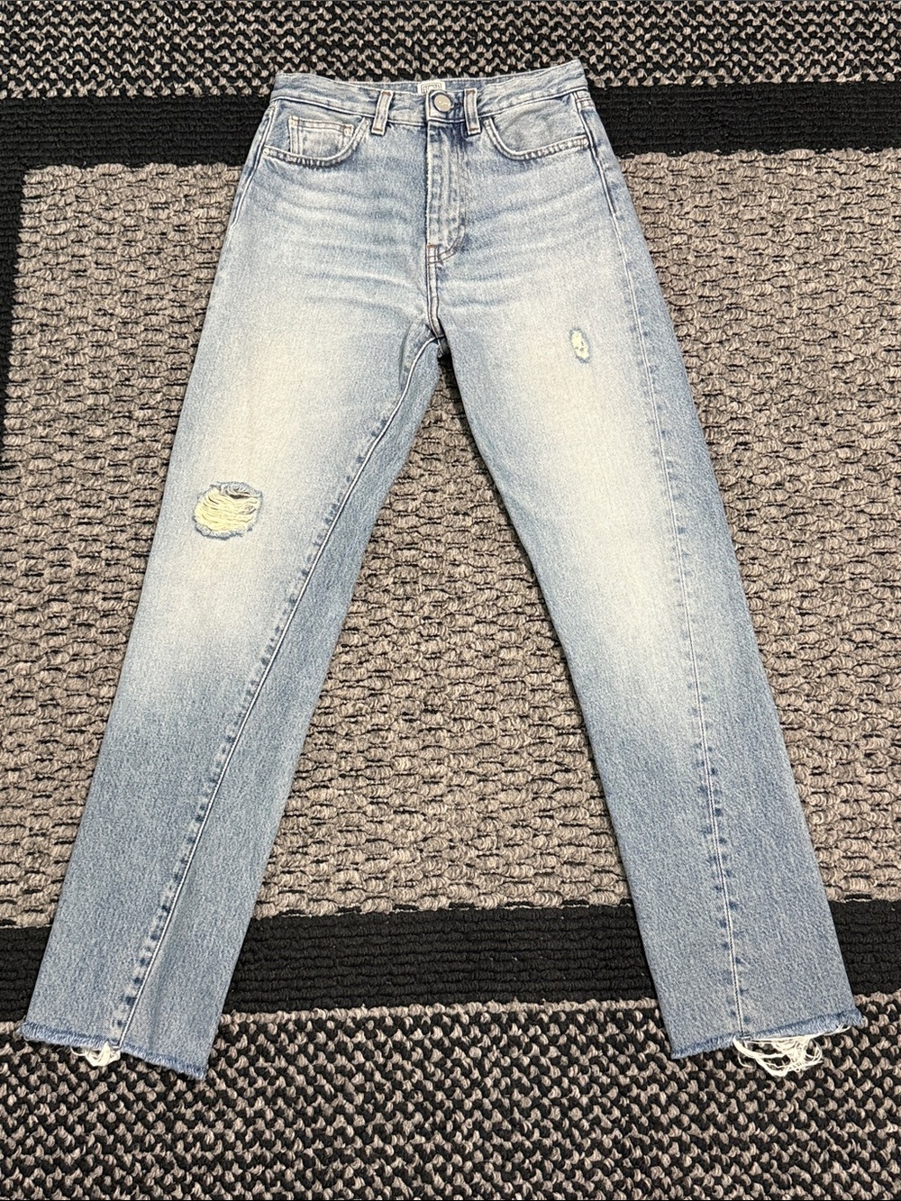 Totême Twisted Seam Denim Jeans Women's 23 High Rise Straight Distressed Casual
